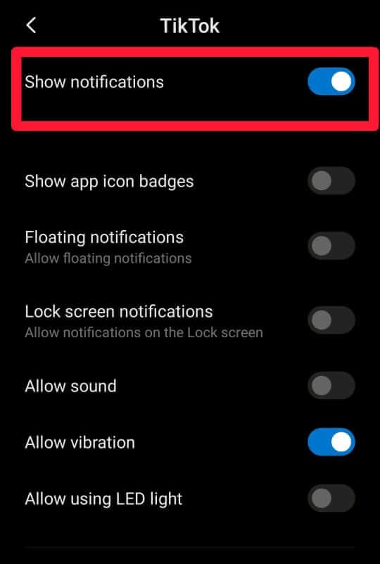 Enable Show Notifications