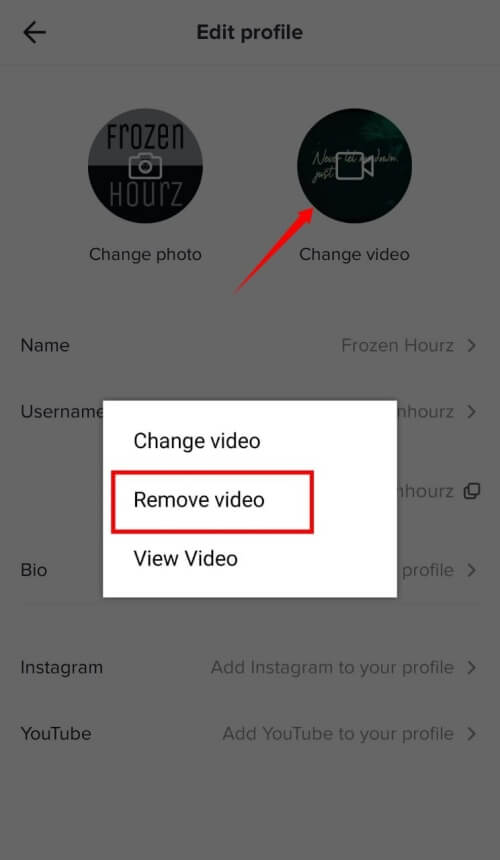 Remove Profile Video