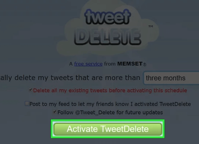Activate Tweet Delete