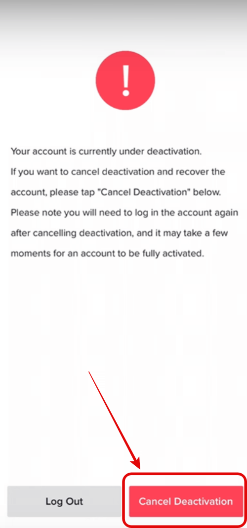 Cancel TikTok Deactivation