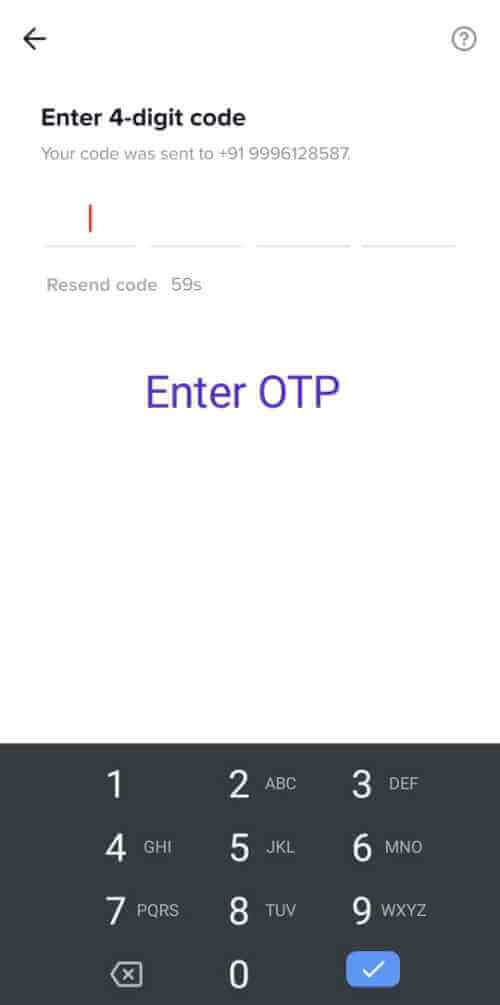 Enter Received OTP