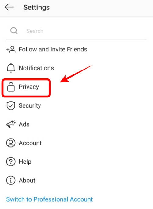 Instagram Privacy Setting