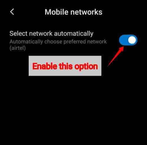 Select Network Automatically