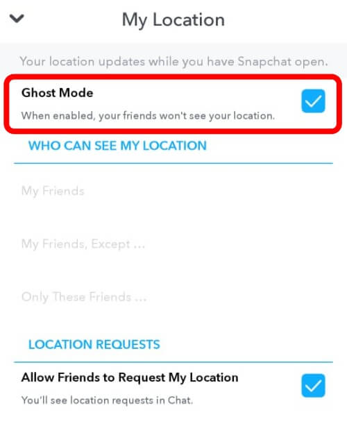 Snapchat - Ghost Mode