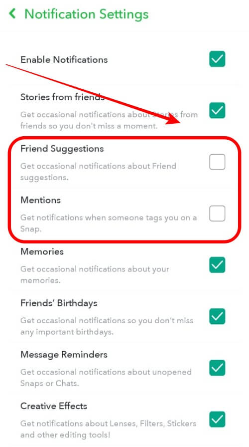 Snapchat Mute Individual Notification