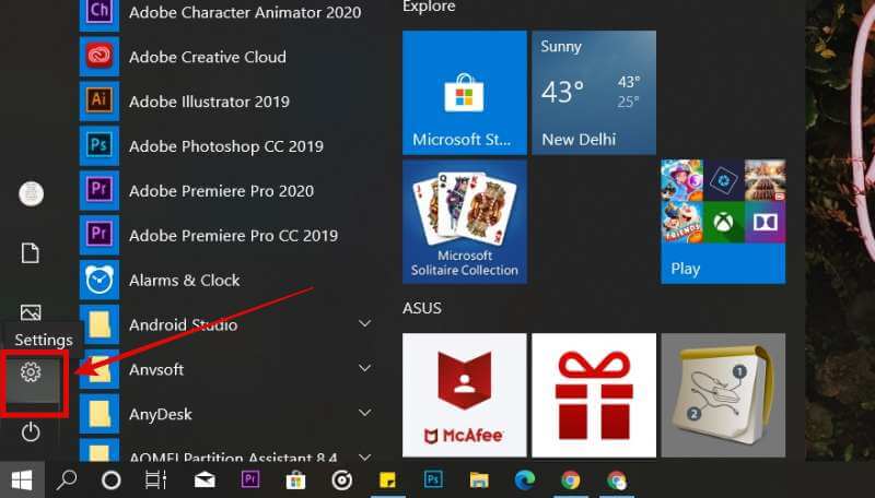 Windows 10 setttings
