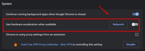 Google Chrome - System Settings