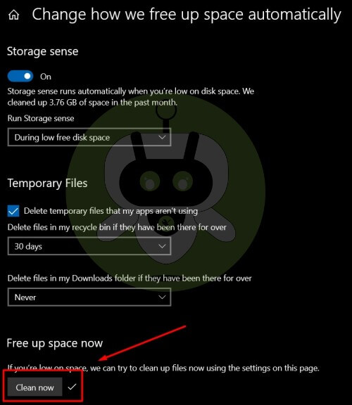 Windows 10 Change How We Free Up Space Automatically
