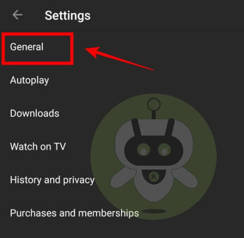 YouTube General Settings