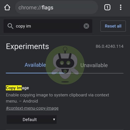 Copy Image Chrome Flags