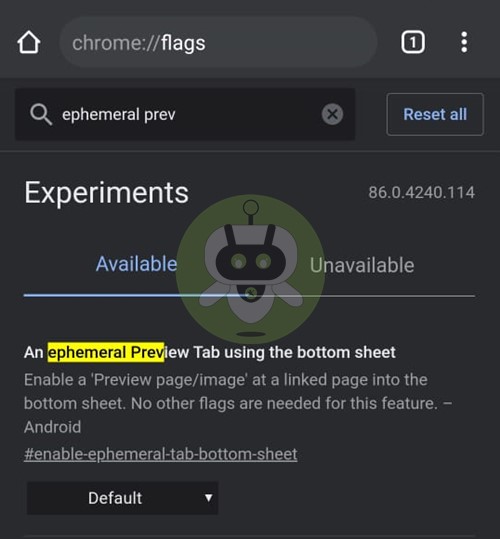 Ephemeral Preview Chrome Flags