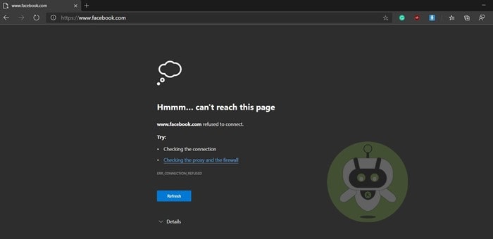 Site Can't Be Reached - Microsoft Edge
