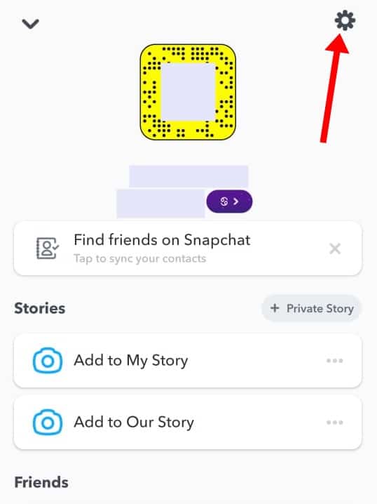 Tap On Gear Icon - Check Snapchat Permissions