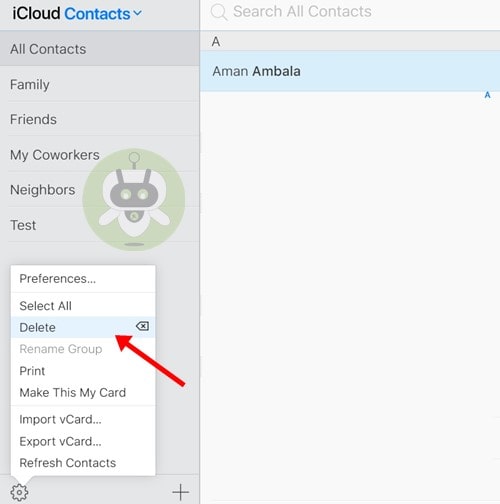 Tap On Delete - Contact Group iCloud