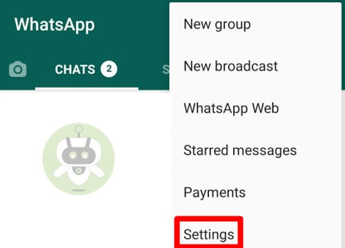Tap On Settings - Read WhatsApp Messages Without Blue Tick