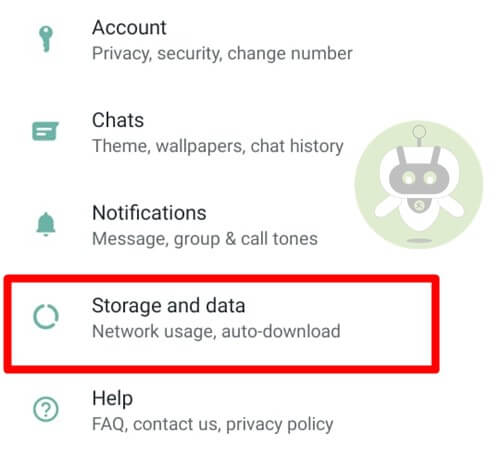 Tap On Storage And Data - WhatsApp Call Android
