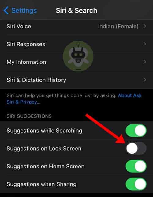 Toggle Off Suggestions On Lock Screen Option