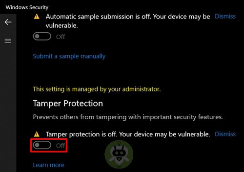 Turn Off Tamper Protection