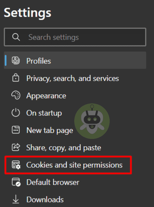 Click On Cookies And Site Permissions