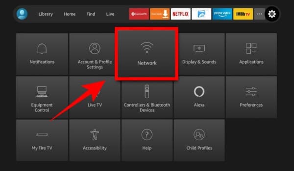 Click On Network - Fire TV Stick