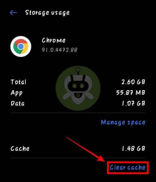 Tap On Clear Cache - Chrome Android