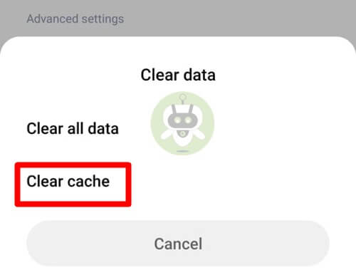 Tap On Clear Cache - WhatsApp Message