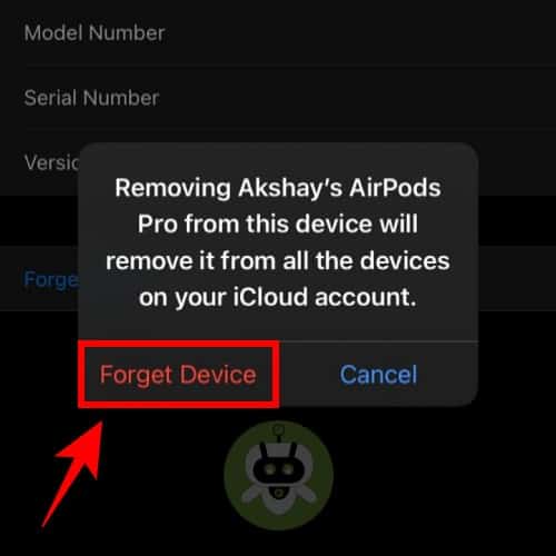 Tap On Forget Device
