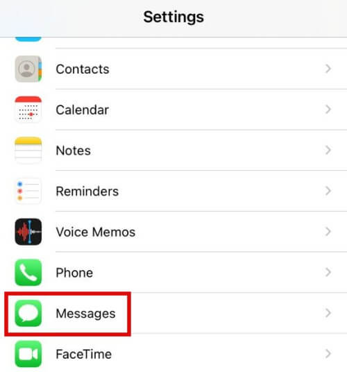 Tap On Messages In Settings