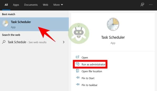 Click Start And Type Task Scheduler