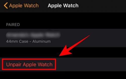 Tap On Unpair Apple Watch