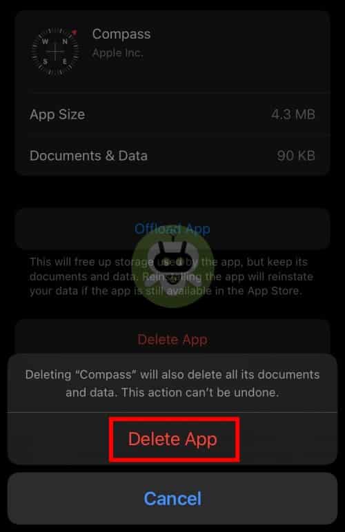 Tap On The Delete App Option