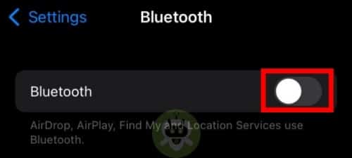 Toggle Off Bluetooth Option