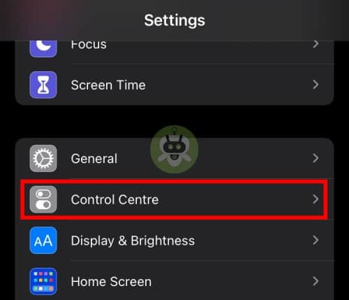 Tap On Control Centre