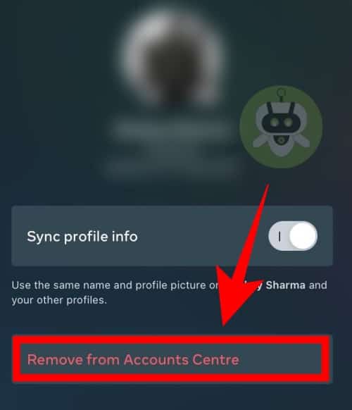 Tap On Remove From Accounts Centre