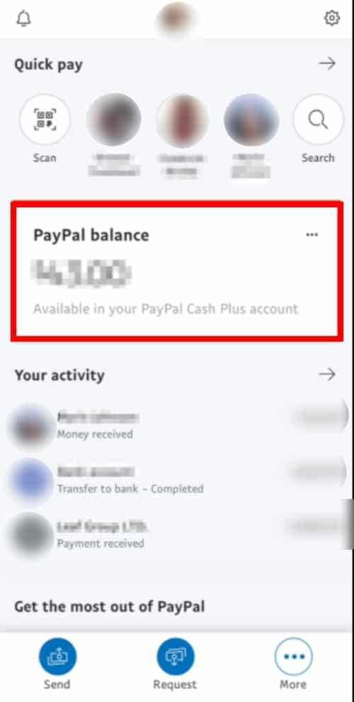 Tap On PayPal Balance