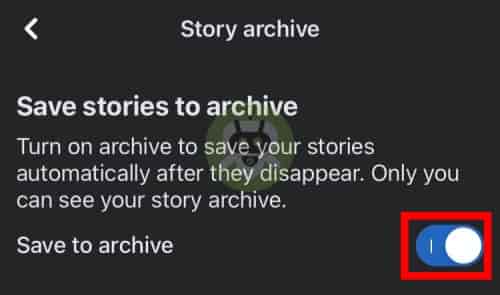 Toggle On Save To Archive Option