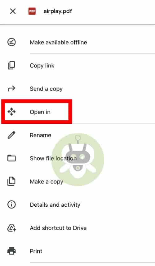 Tap On Open In Option
