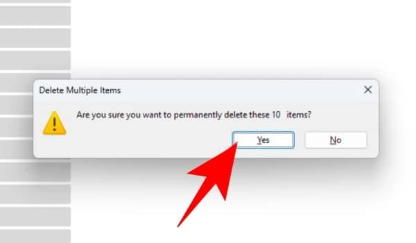 Click Yes To Delete The Files