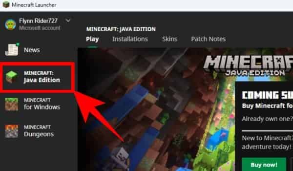 Select Minecraft Edition