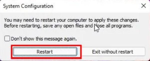 Click On The Restart Button