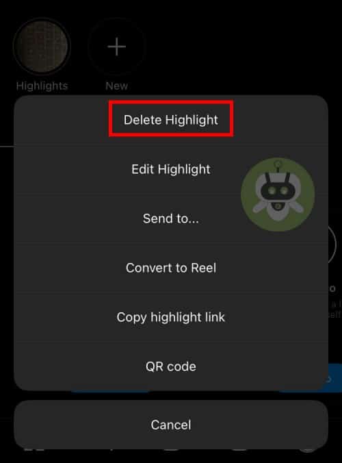 Tap On Delete Highlight Option