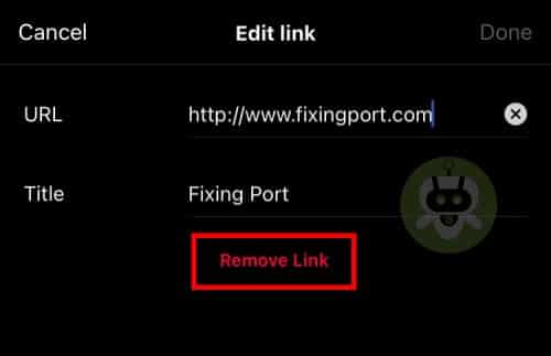 Tap On Remove Link