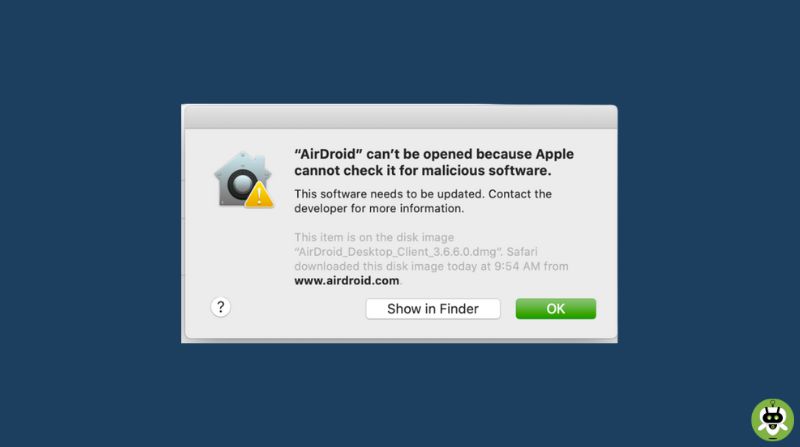 Apple Cannot Check It For Malicious Software
