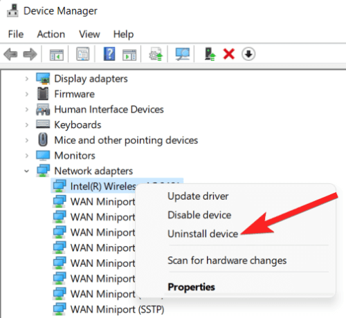 Uninstall Network Adapters Device