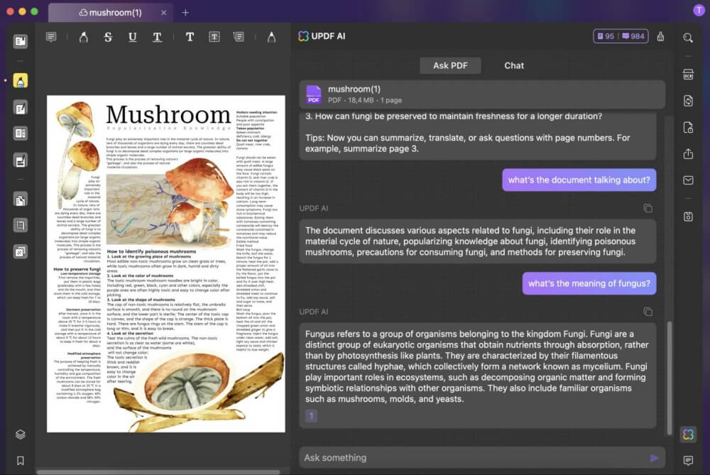 UPDF AI Mushroom