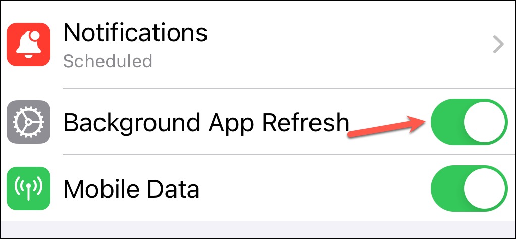 Enable Background Refresh for Facebook - iPhone settings