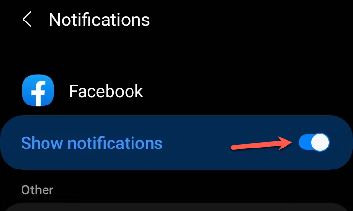 Enable Show Notifications - Android settings