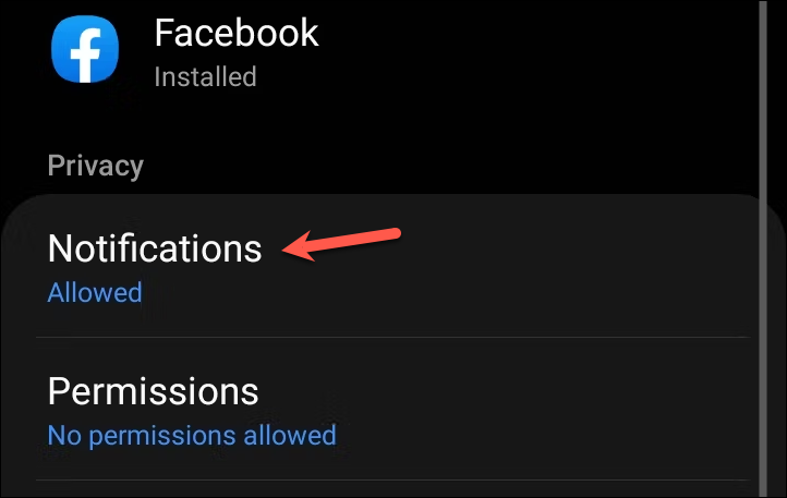 Open Notifications - Android settings
