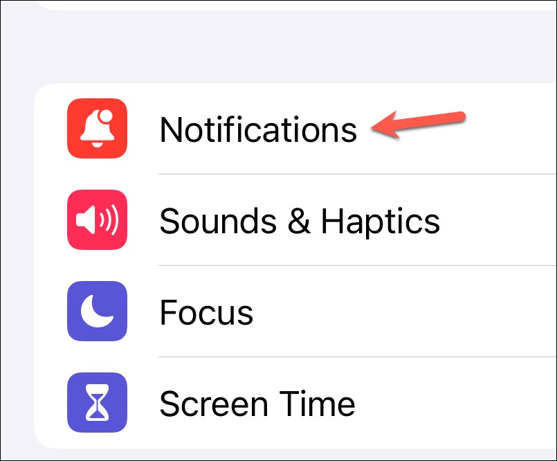 Open Notifications iPhone settings