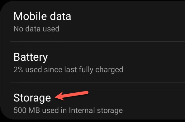 Tap Storage - Android settings